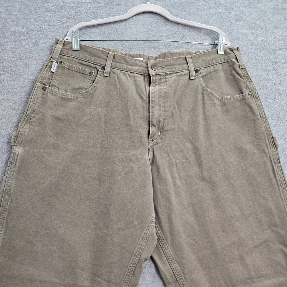 Carhartt Men Pants 38x30 Brown Carpenter Straight Loose‎ Fit High Rise Pockets